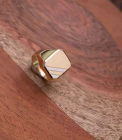 14 Karaat 2-tone zegelring zeskant