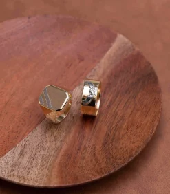 14 Karaat 2-tone zegelring zeskant