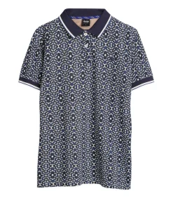 Abstract blauw en wit poloshirt voor heren