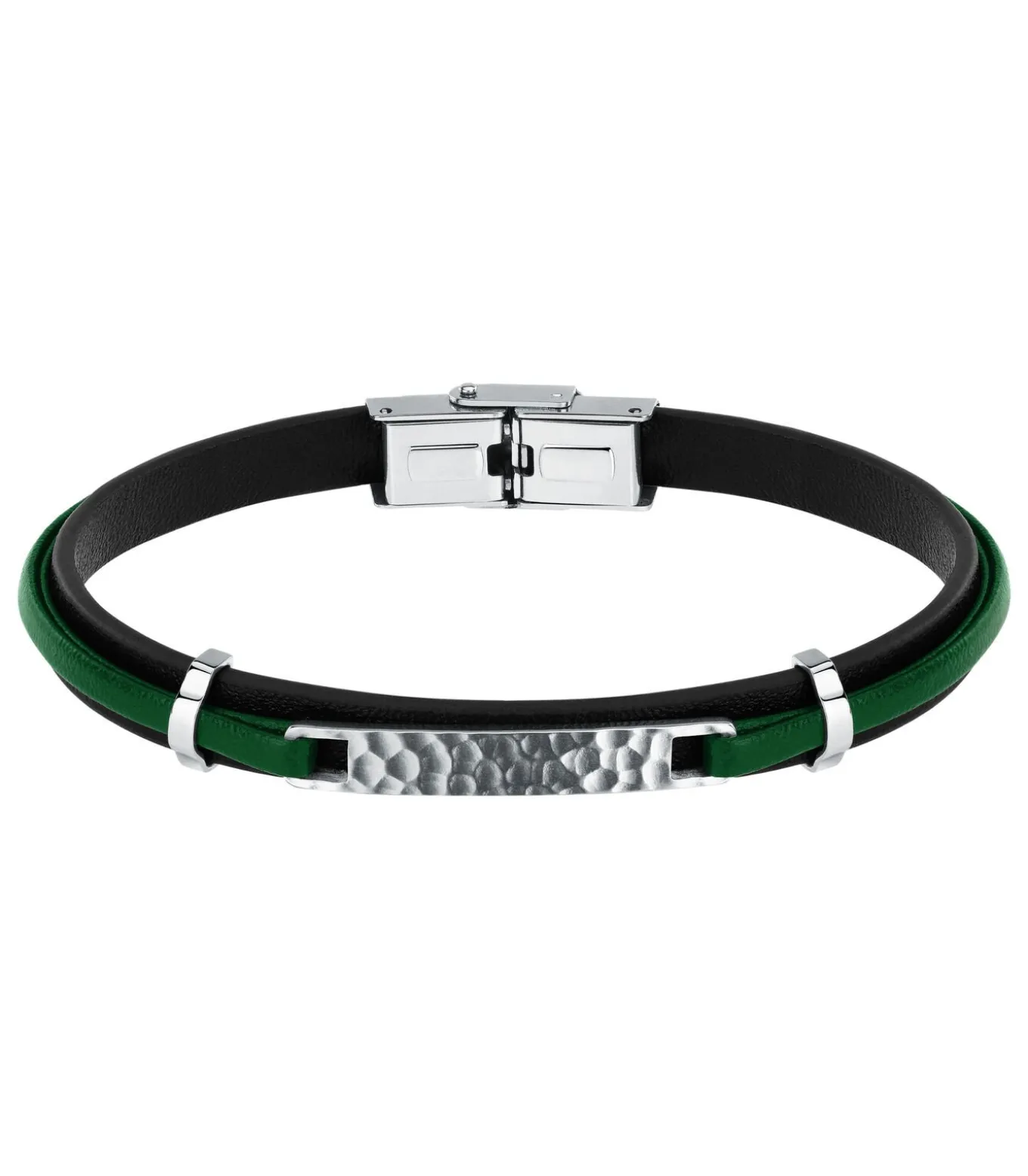 Armband in staal, leer, emaille BANDY