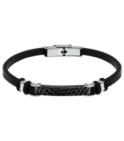 Armband in staal, leer, emaille BANDY
