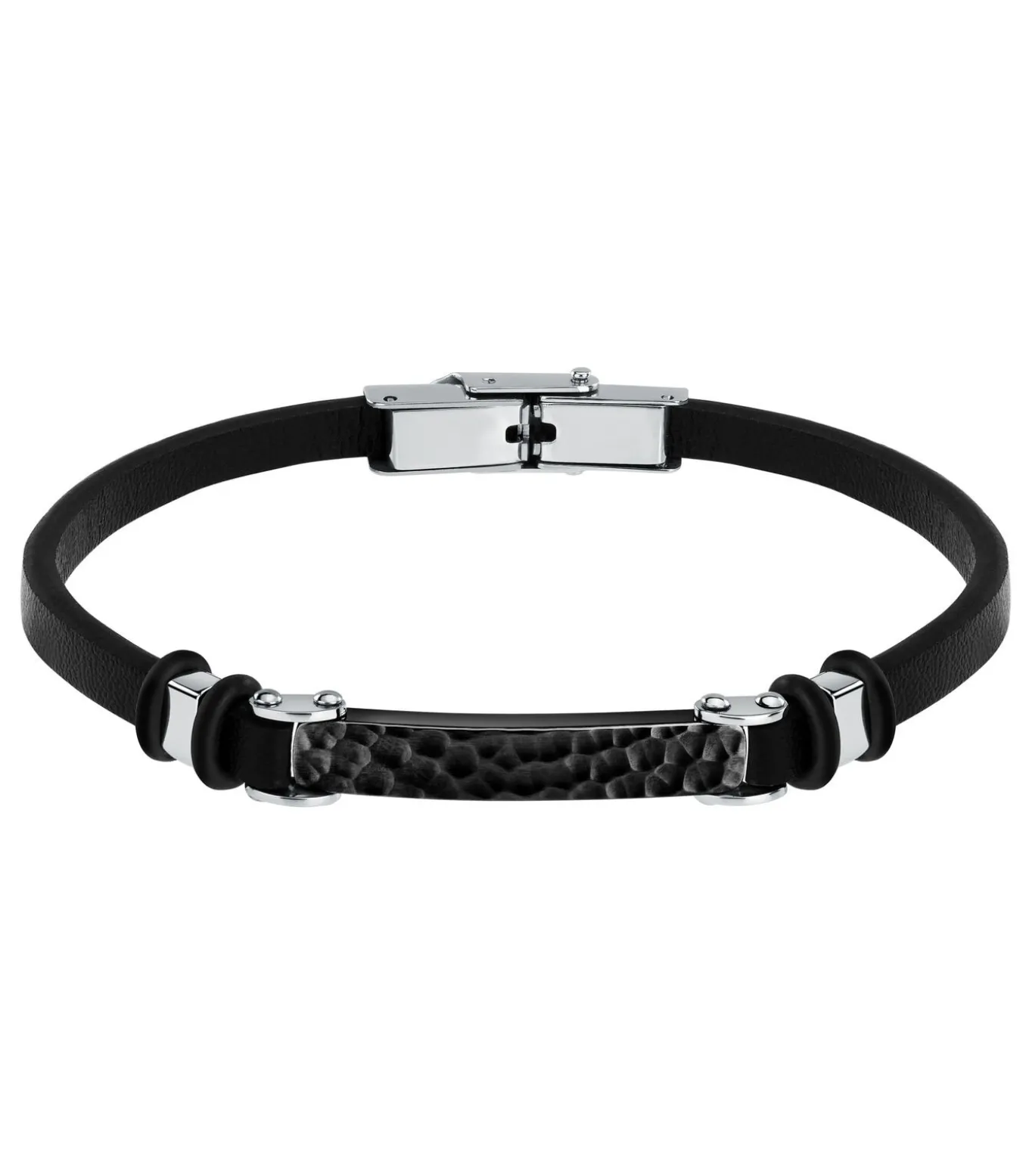 Armband in staal, leer, emaille BANDY