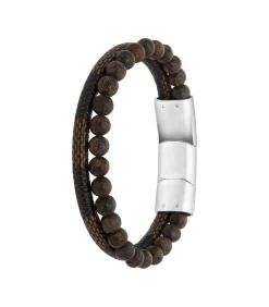 Armband Leer zilverkleurig