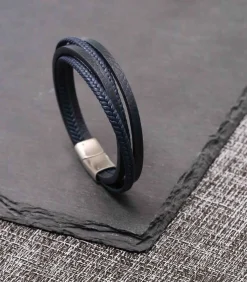 Armband Leer zilverkleurig
