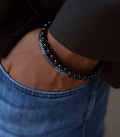 Armband Leer zilverkleurig