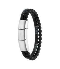 Armband Leer zilverkleurig