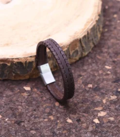 Armband Leer zilverkleurig