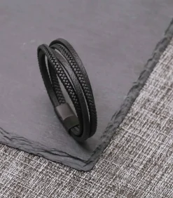 Armband Leer zwart