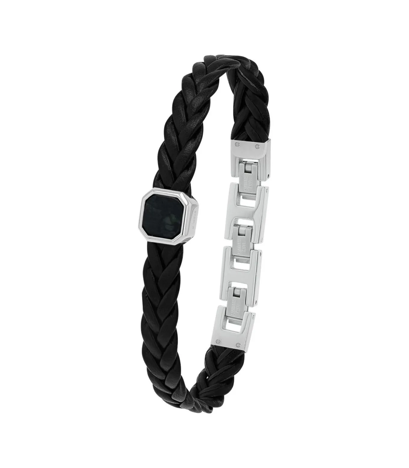 Armband voor mannen, roestvrij staal, lijnsteen