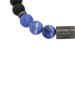 Armband voor mannen, roestvrij staal, dumortieriet, agaat