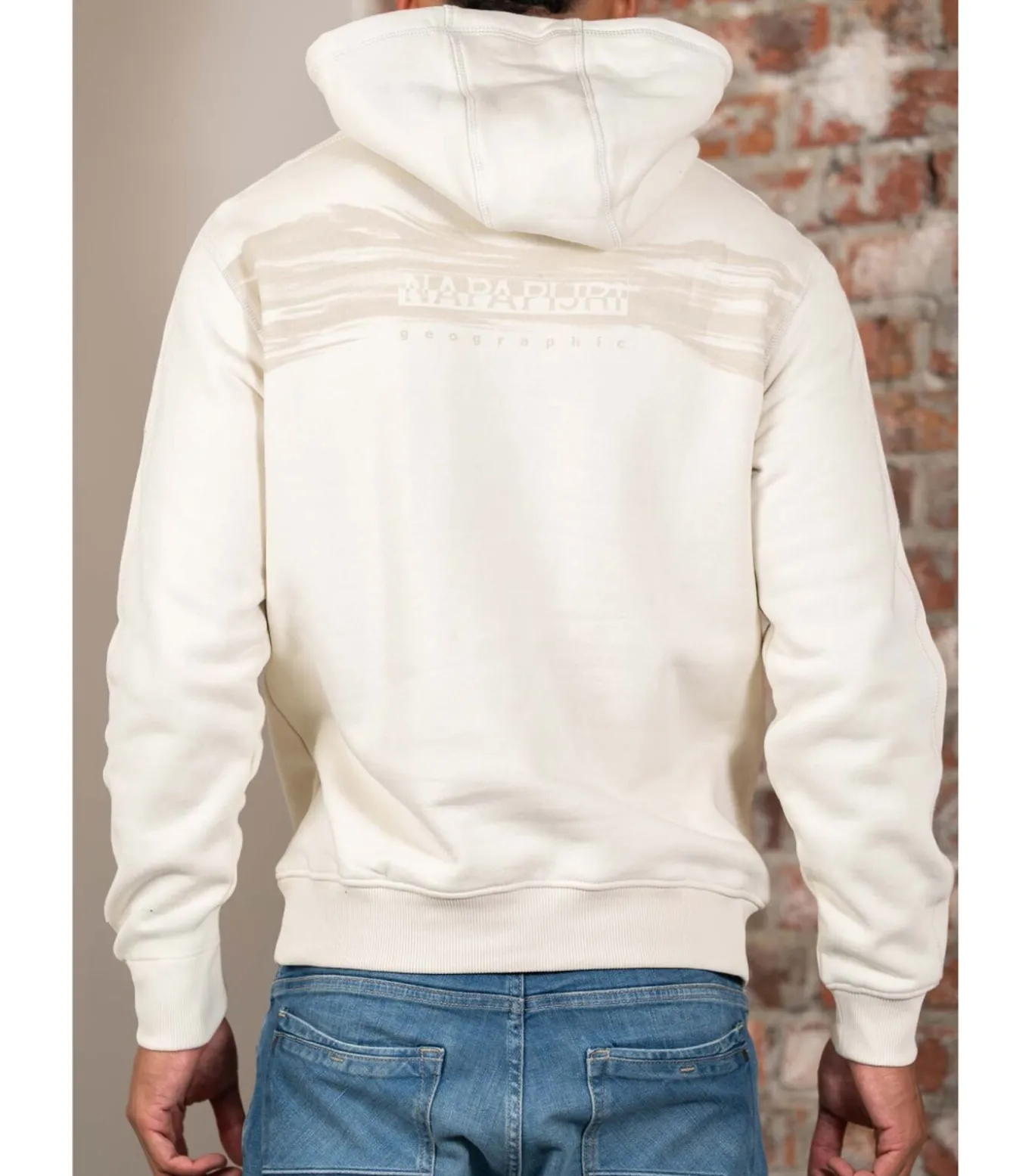 Back graphic hoodie - beige dimity