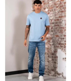 Badge t-shirt- faded denim