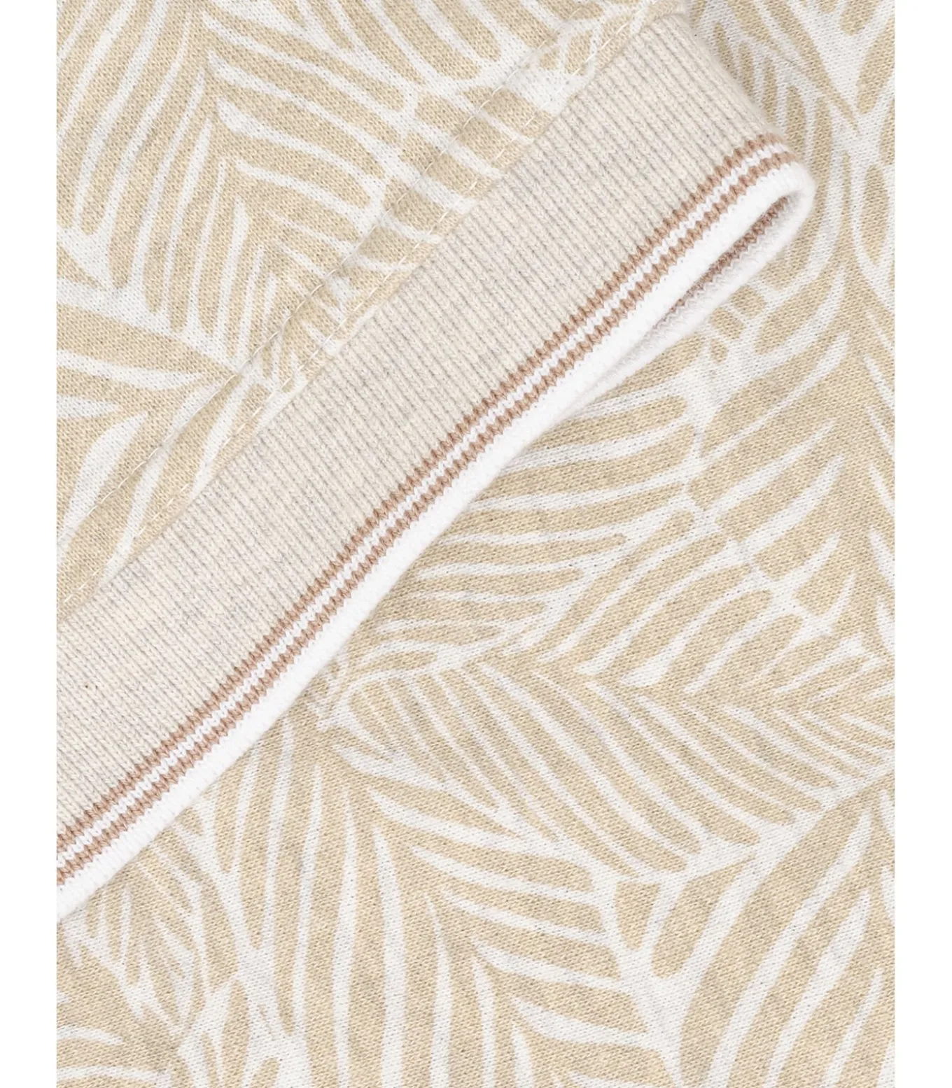 Beige heren poloshirt met bladprint