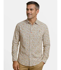 Beige herenoverhemd met bloemen