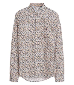 Beige herenoverhemd met bloemen