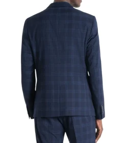 Blauw Slim Fit Bonnie Jas Met Viscosemengsel Geruit P...