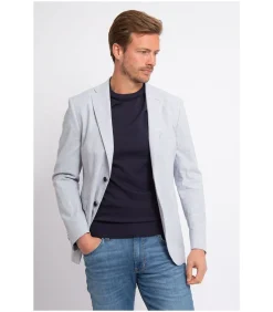 Blazer Linnen Streep Lichtblauw