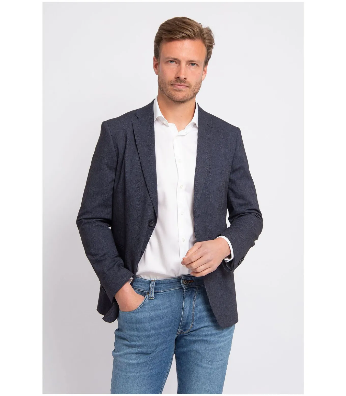 Blazer Linnen Streep Navy