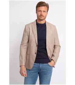 Blazer Pepita Linnen Beige