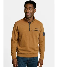 Bruine herensweater met rits in de hals