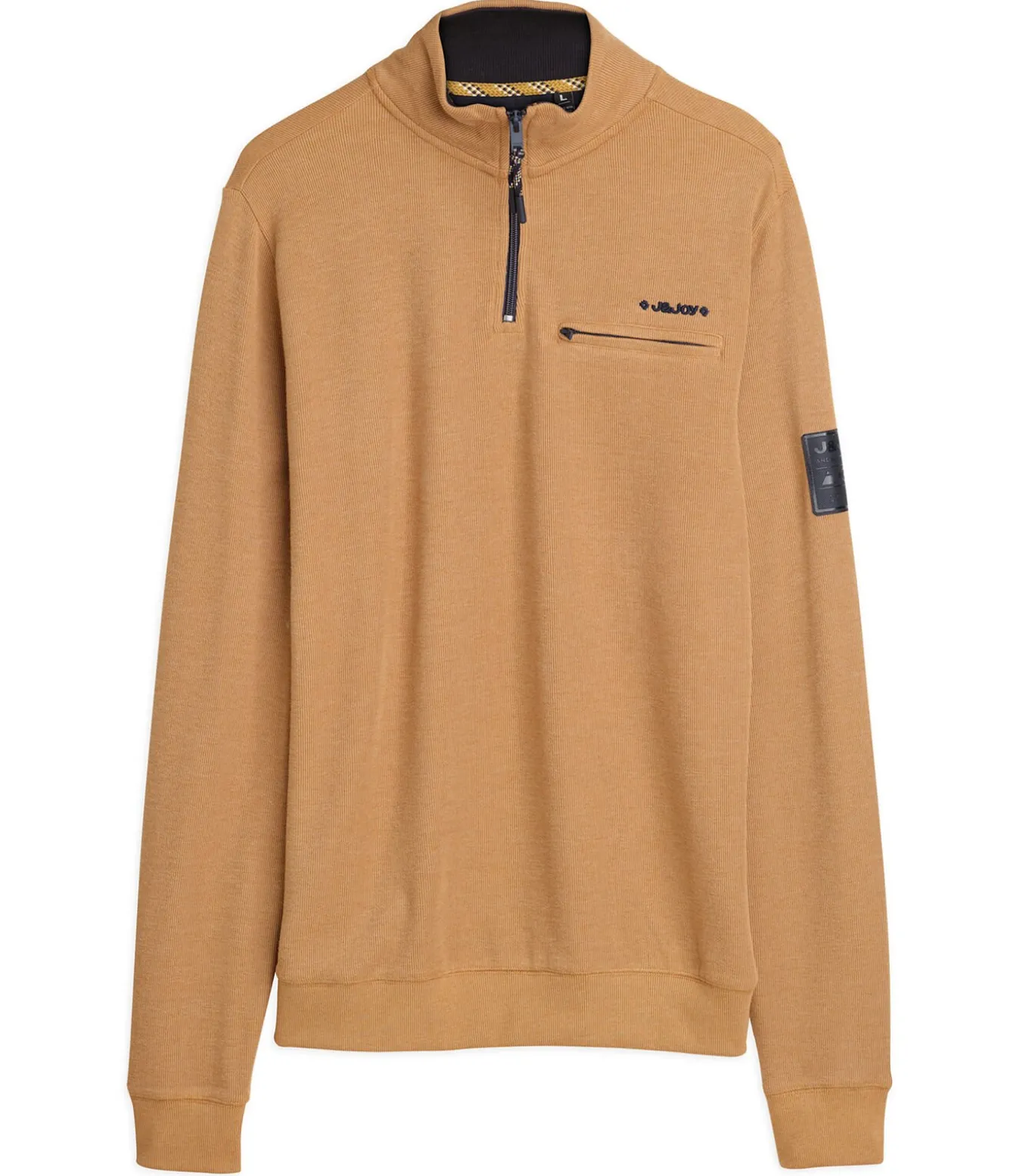 Bruine herensweater met rits in de hals