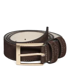 Bruine suède riem ‘Cesar’ met Polo Club-details
