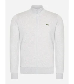 Brushed fleece zip through sweater - Silver Chine