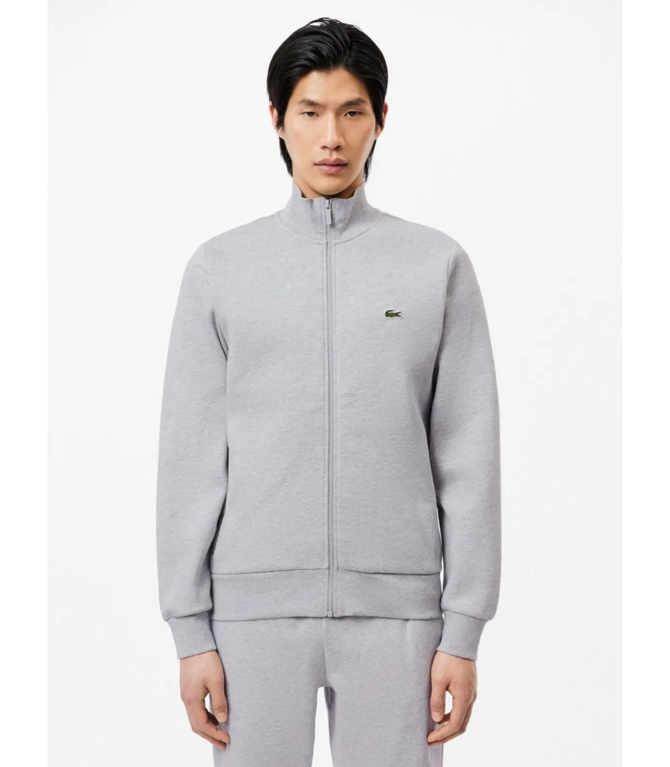 Brushed fleece zip through sweater - Silver Chine