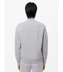 Brushed fleece zip through sweater - Silver Chine