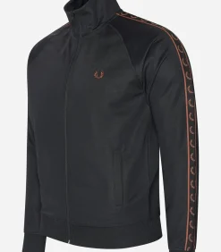 Contrast tape track jacket - black whisky brown