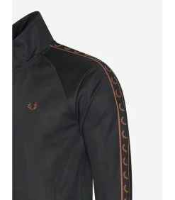 Contrast tape track jacket - black whisky brown