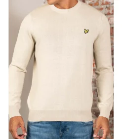 Cotton merino crew neck jumper - grey taupe