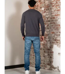 Cotton merino crew neck jumper - shadow