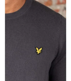 Cotton merino crew neck jumper - shadow