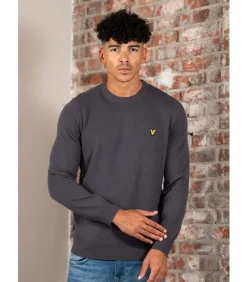 Cotton merino crew neck jumper - shadow