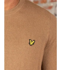 Cotton merino crew neck jumper - tigers eye