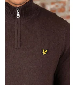 Cotton merino quarter zip jumper - espresso