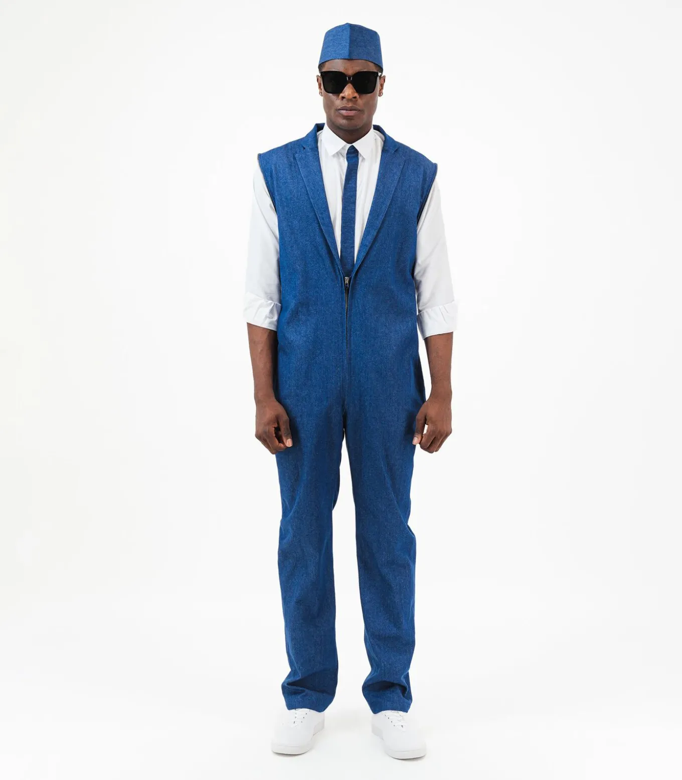 Denim jumpsuit met rits