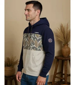 Driekleurige herensweater met ritszak