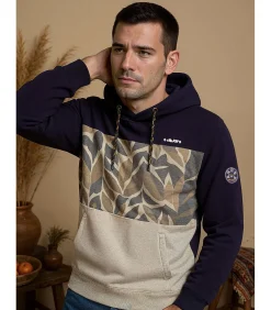 Driekleurige herensweater met ritszak