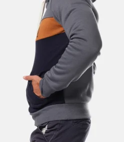 Driekleurige hoodie, logo op de borst