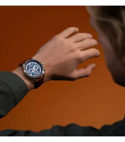 Dual time horloge Bernardston Blue - Brown