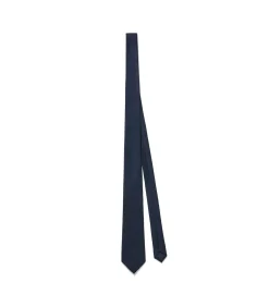Effen blauwe stropdas van zijde met Polo Club-logo