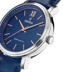 Festina heren blauw solar energy leer