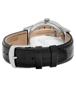 Festina heren zilver swiss made leer horloge armband