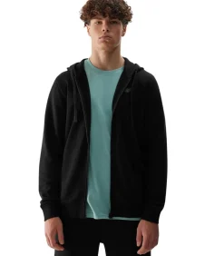 4FWSS24TSWSM0951 - Trui met kap Met Volledige Ritssluiting - Zwart
