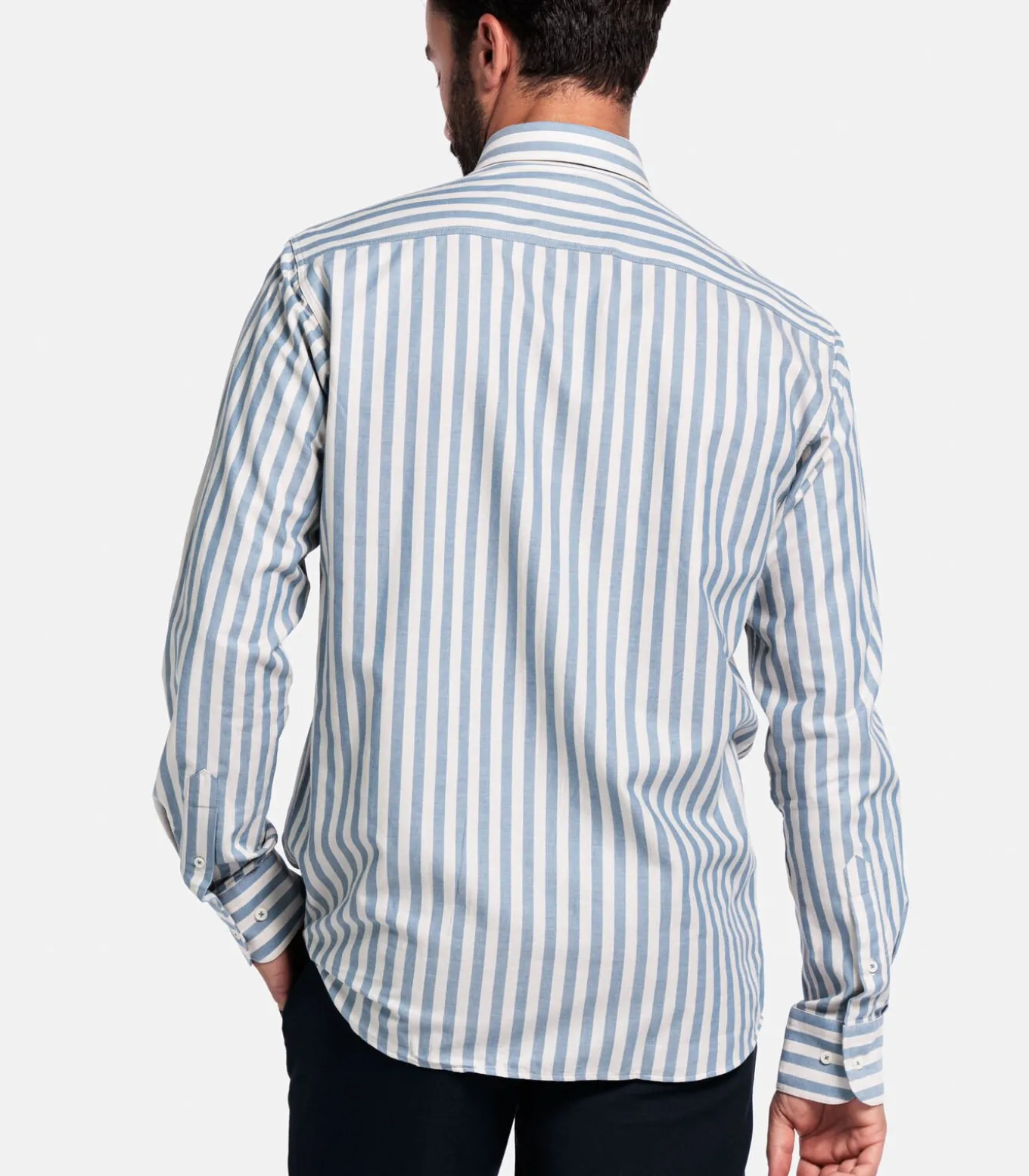 Giordano Brando Gestreept Overhemd – Middenblauw