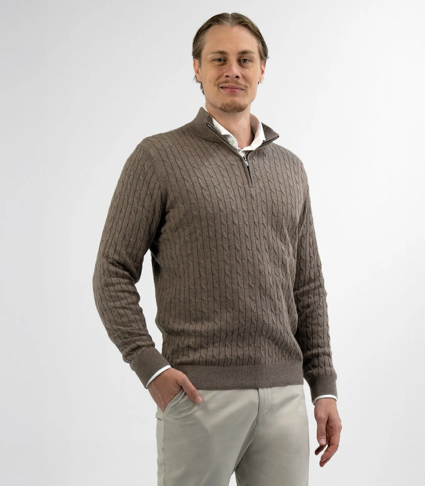 Half Zip - Cashmere Blend - Taupe