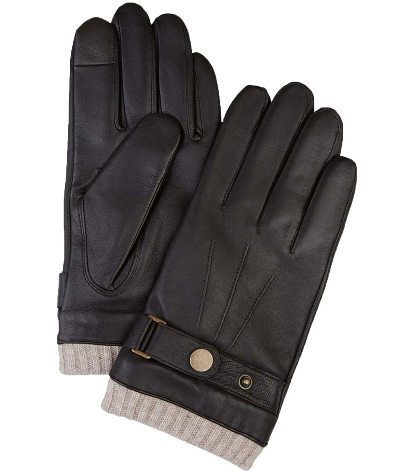 Handschoenen Wol Bruin Leer