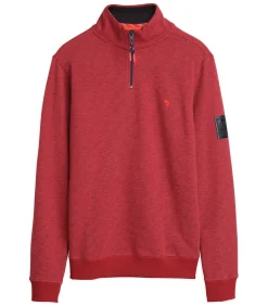 Heren bordeauxrode sweater met rits aan de hals